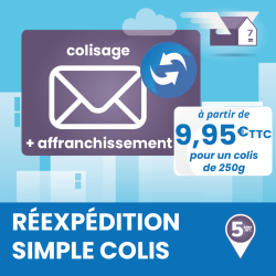 Service annexe à la boîte postale : réexpédition postale de colis jusqu'à 250g.